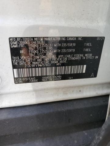 2T3C1RFV1MW151822 - 2021 TOYOTA RAV4 XLE PREMIUM WHITE photo 13