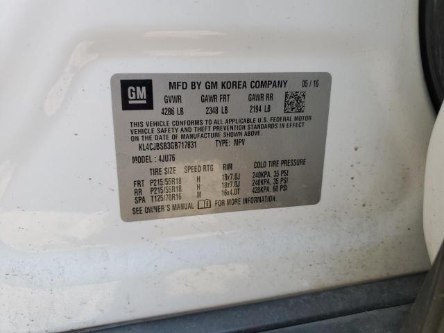 KL4CJBSB3GB717831 - 2016 BUICK ENCORE CONVENIENCE თეთრი ფოტო 13