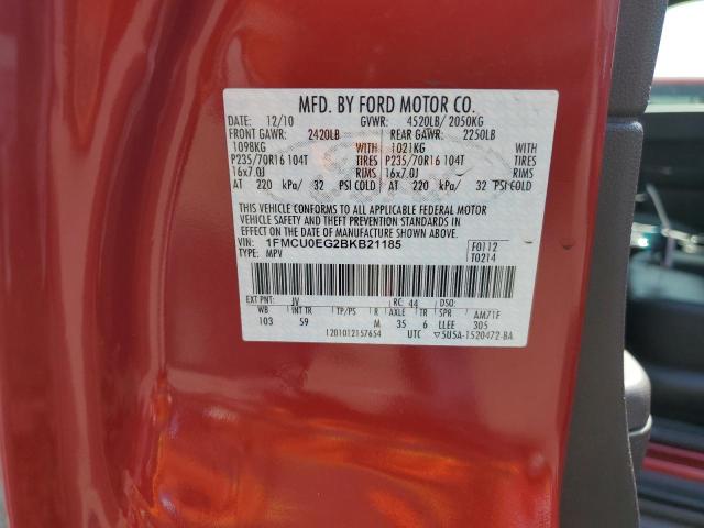 1FMCU0EG2BKB21185 - 2011 FORD ESCAPE LIMITED ბურგუნდია ფოტო 13