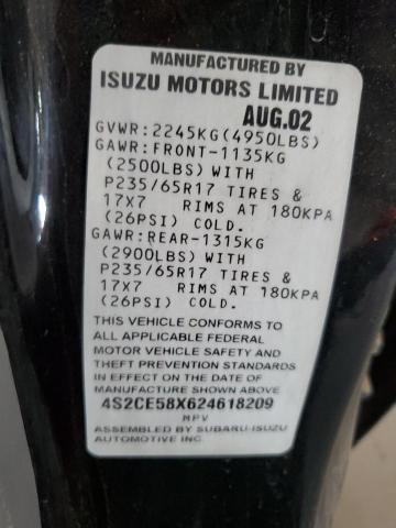 4S2CE58X624618209 - 2002 ISUZU AXIOM XS Qara foto 12