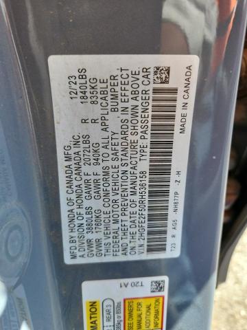 2HGFE2F50RH536158 - 2024 HONDA CIVIC SPORT 灰色 照片 13