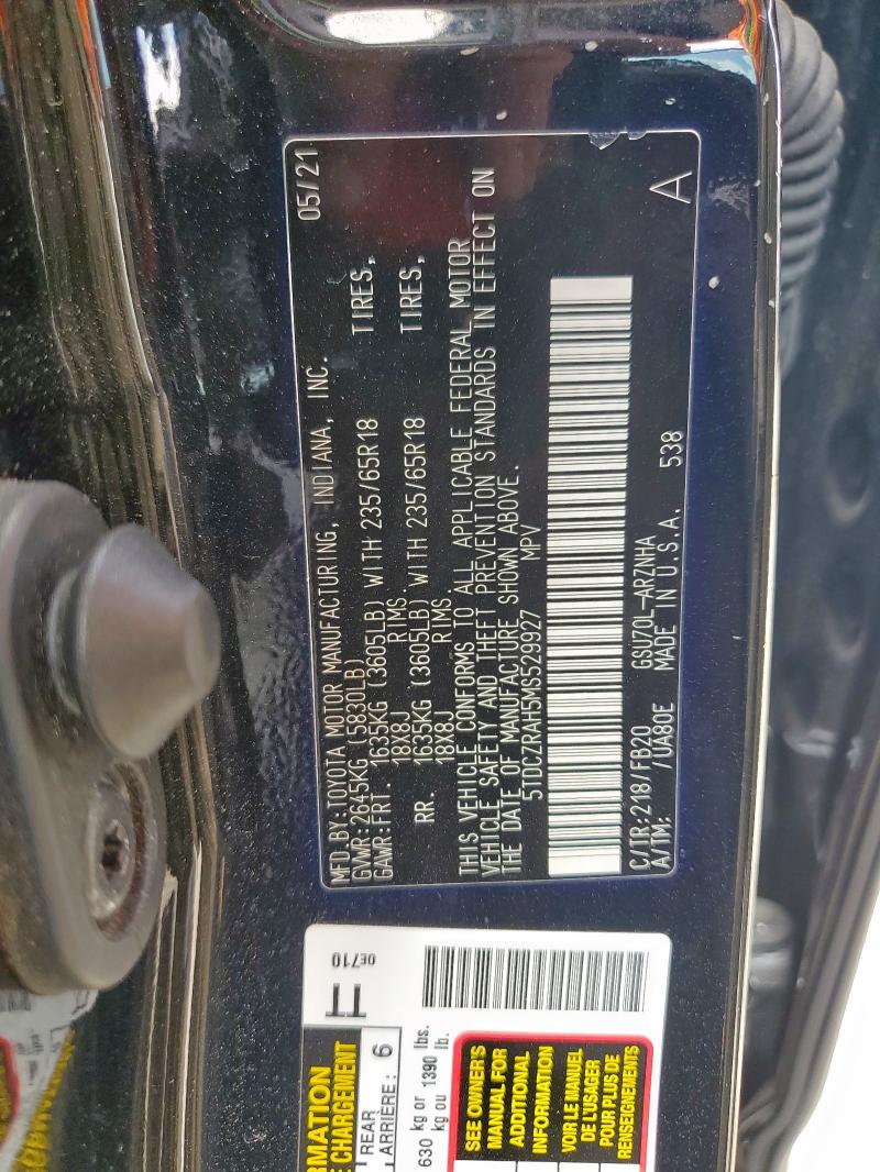 5TDCZRAH5MS529927 - 2021 TOYOTA HIGHLANDER L أسود صورة 13