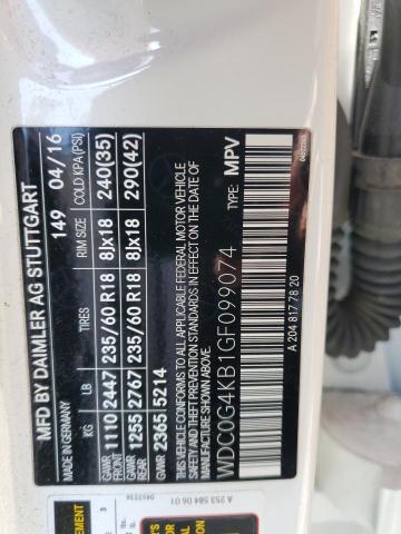 WDC0G4KB1GF099074 - 2016 MERCEDES-BENZ GLC 300 4MATIC WHITE photo 13