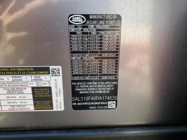 SAL119F48RA174639 - 2024 LAND ROVER RANGE ROVE AUTOBIOGRAPHY GRAY photo 12