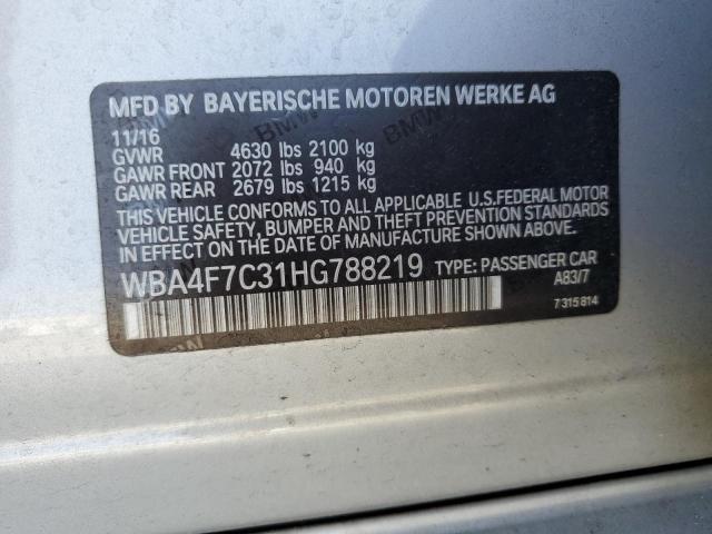 WBA4F7C31HG788219 - 2017 BMW 430I GRAN COUPE WHITE photo 12