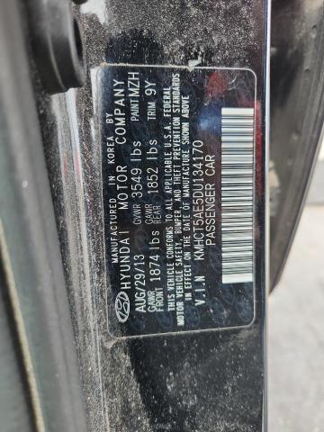 KMHCT5AE5DU134170 - 2013 HYUNDAI ACCENT GLS შავი ფოტო 12