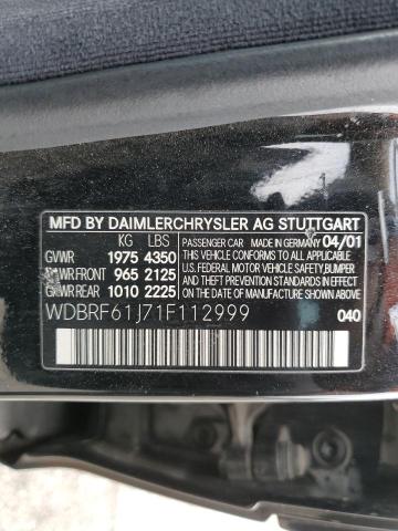 WDBRF61J71F112999 - 2001 MERCEDES-BENZ C 240 შავი ფოტო 12