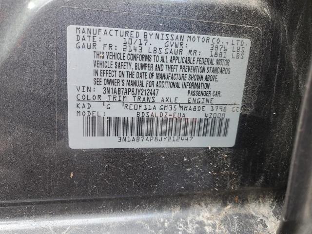 3N1AB7AP8JY212447 - 2018 NISSAN SENTRA S 灰色 照片 13