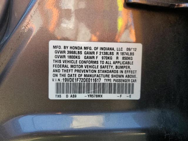 19VDE1F72DE011617 - 2013 ACURA ILX 20 TECH CHARCOAL photo 13