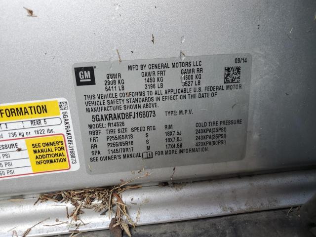 5GAKRAKD8FJ168073 - 2015 BUICK ENCLAVE SILVER photo 14