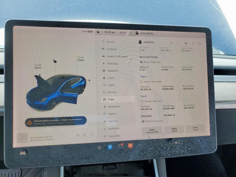 5YJ3E1EA3KF485731 - 2019 TESLA MODEL 3 BLUE photo 9