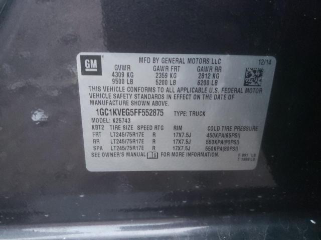 1GC1KVEG5FF552875 - 2015 CHEVROLET SILVERADO K2500 HEAVY DUTY LT BLACK photo 12