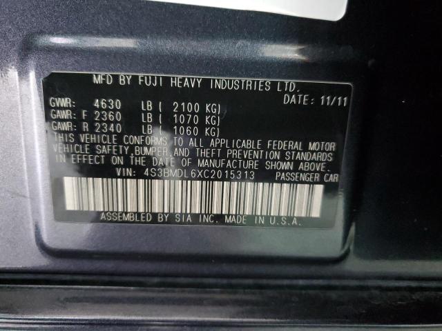 4S3BMDL6XC2015313 - 2012 SUBARU LEGACY 3.6R LIMITED BLACK photo 12