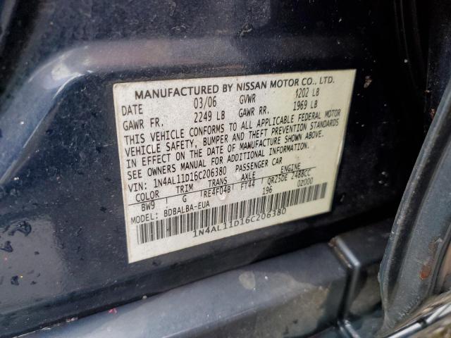 1N4AL11D16C206380 - 2006 NISSAN ALTIMA S BLUE photo 13