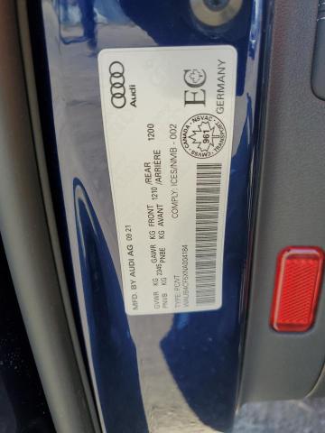 WAUB4CF5XNA004184 - 2022 AUDI S5 PRESTIGE 蓝色 照片 12