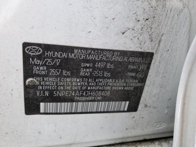 5NPE24AF4JH608408 - 2018 HYUNDAI SONATA GL SE WHITE photo 12