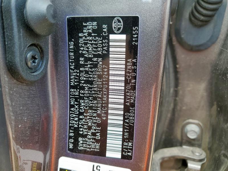 4T1C11AKXPU112447 - 2023 TOYOTA CAMRY LE GRAY photo 12