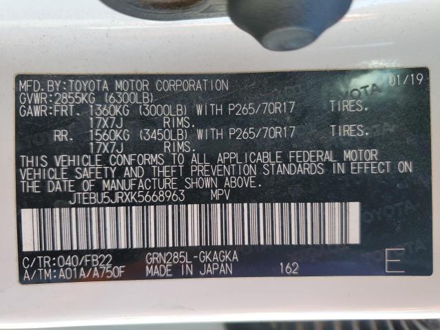 JTEBU5JRXK5668963 - 2019 TOYOTA 4RUNNER SR5/SR5 PREMIUM Ağ foto 13