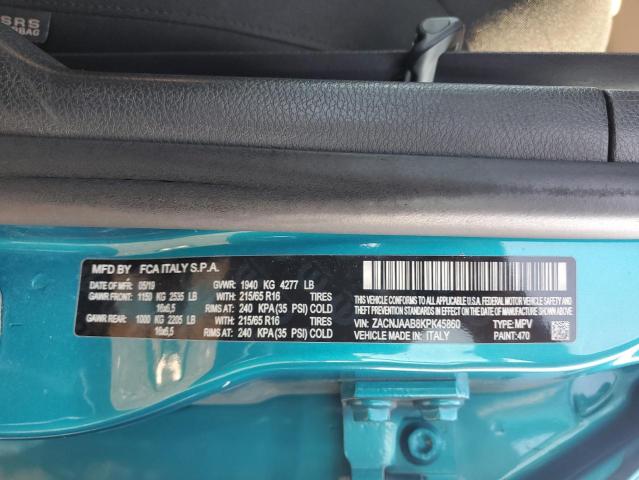 ZACNJAAB8KPK45860 - 2019 JEEP RENEGADE SPORT 青色 照片 14