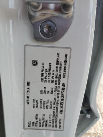 5YJ3E1EC6NF248592 - 2022 TESLA MODEL 3 Սպիտակ լուսանկար 12