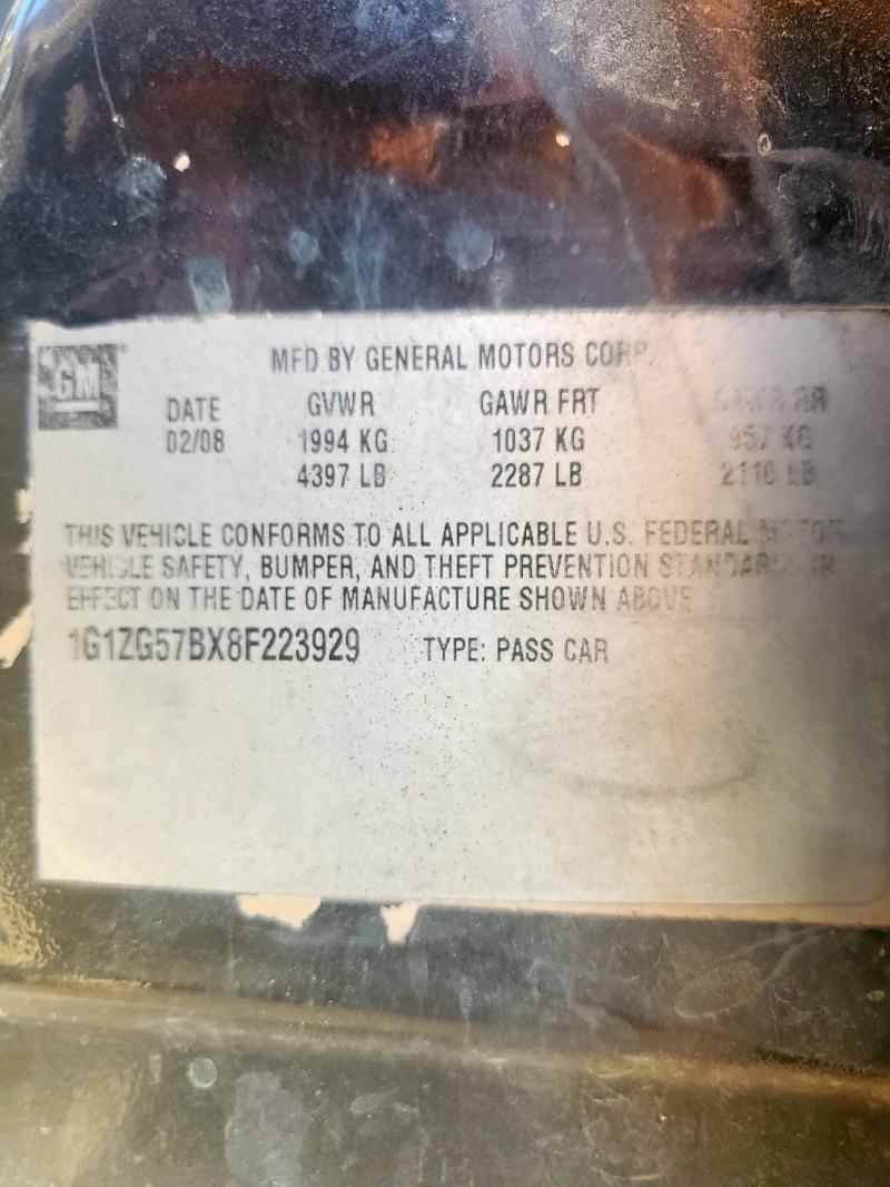 1G1ZG57BX8F223929 - 2008 CHEVROLET MALIBU LS 黑色 照片 12