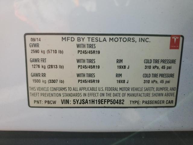 5YJSA1H19EFP50482 - 2014 TESLA MODEL S Weiß Foto 12