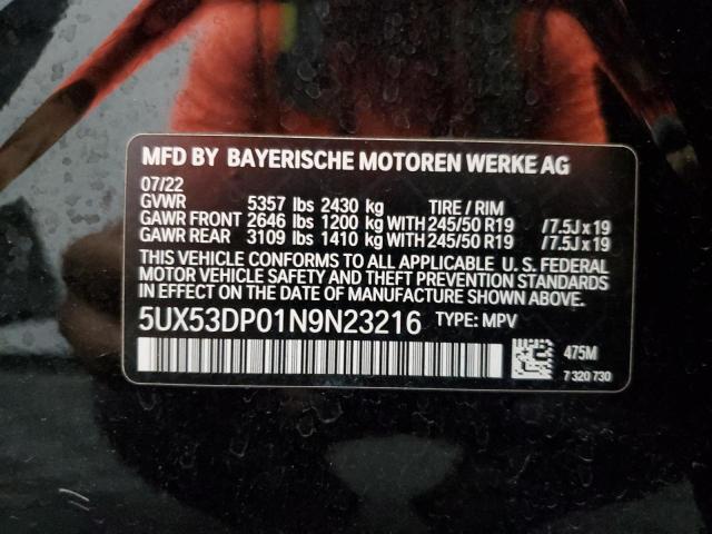 5UX53DP01N9N23216 - 2022 BMW X3 XDRIVE30I BLACK photo 13