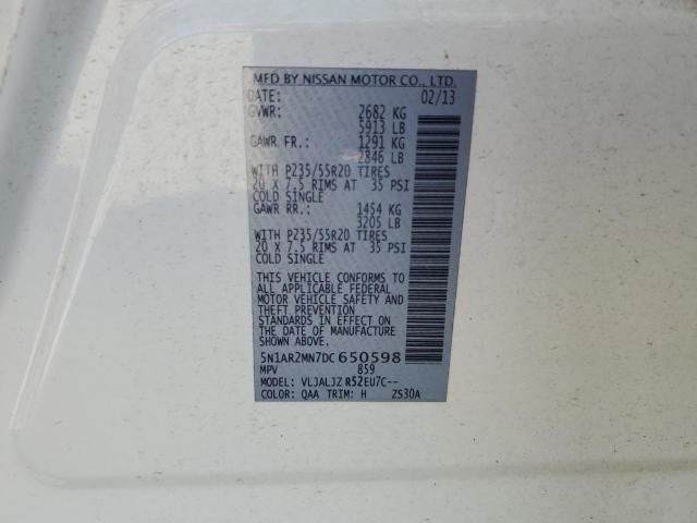 5N1AR2MN7DC650598 - 2013 NISSAN PATHFINDER S Ağ foto 13