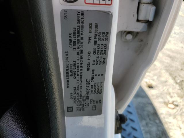 1GCHTDFE6C8141987 - 2012 CHEVROLET COLORADO LT WHITE photo 12