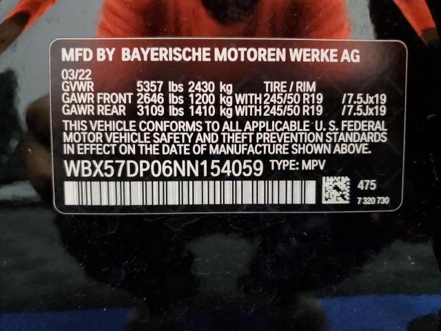 WBX57DP06NN154059 - 2022 BMW X3 XDRIVE30I BLACK photo 13