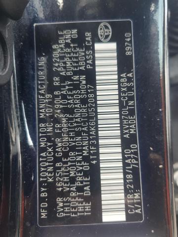 4T1F31AK6LU520817 - 2020 TOYOTA CAMRY XLE BLACK photo 13