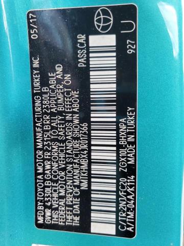 NMTKHMBX4JR017366 - 2018 TOYOTA C-HR XLE Yaşıl foto 12