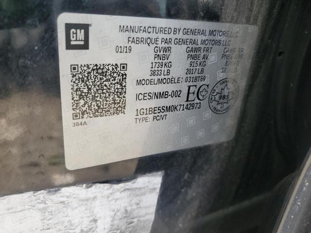 1G1BE5SM0K7142973 - 2019 CHEVROLET CRUZE LT BLACK photo 13