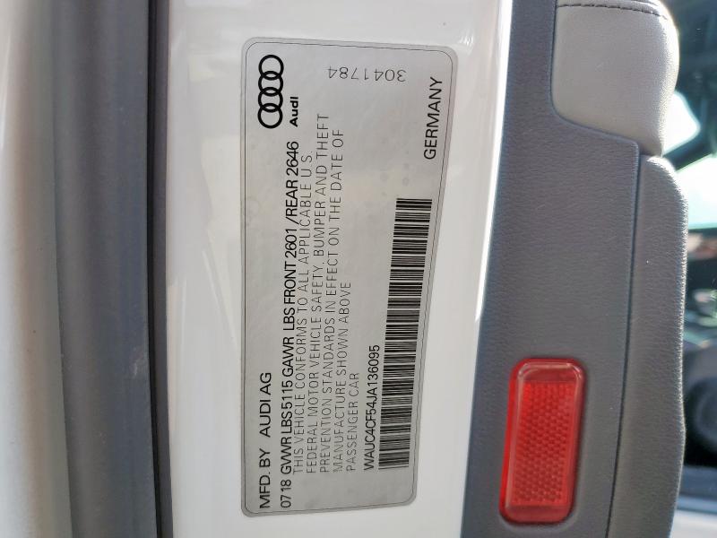 WAUC4CF54JA136095 - 2018 AUDI S5 PRESTIGE 白色 照片 12