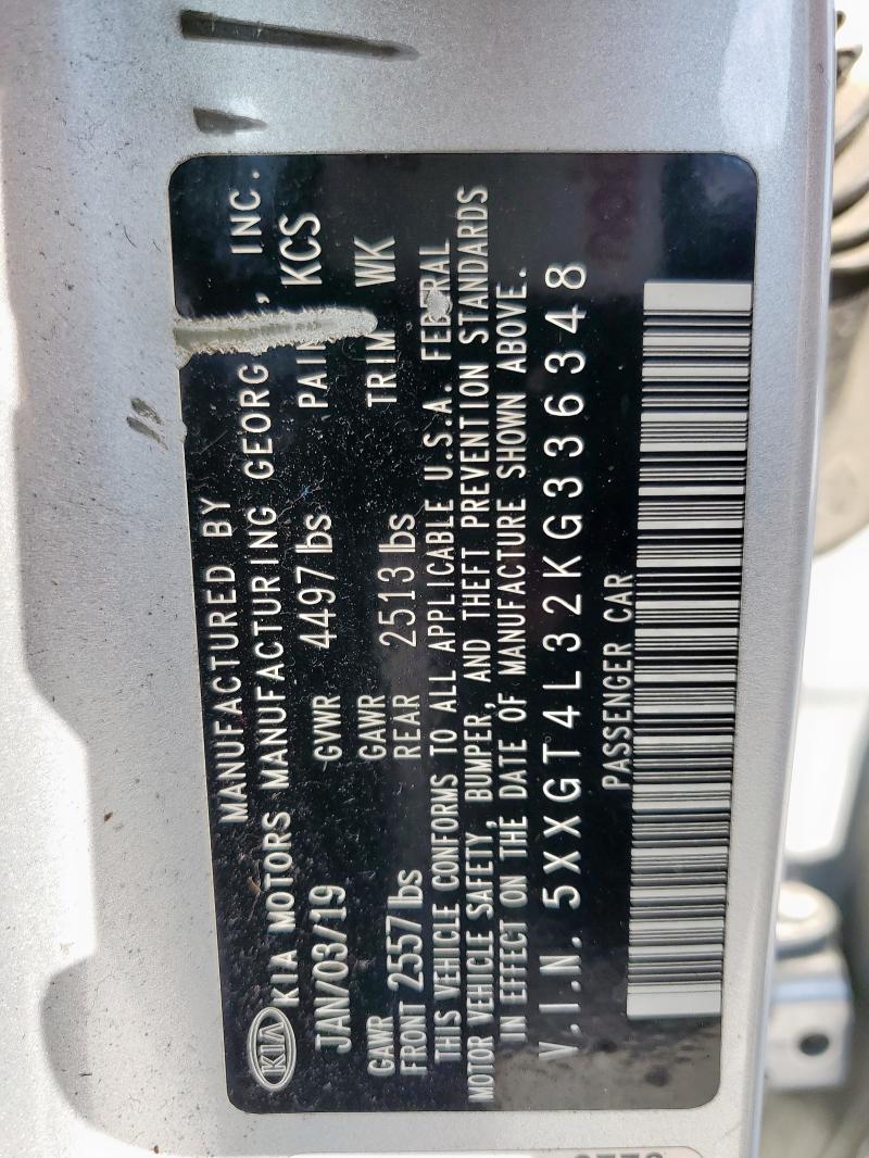 5XXGT4L32KG336348 - 2019 KIA OPTIMA LX Күміс фото 12