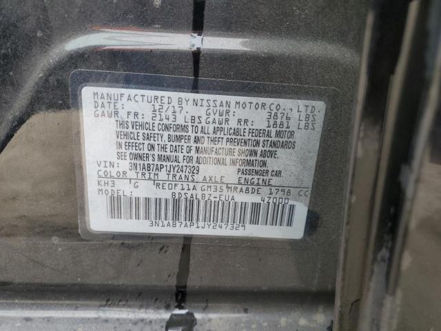 3N1AB7AP1JY247329 - 2018 NISSAN SENTRA S BLACK photo 12