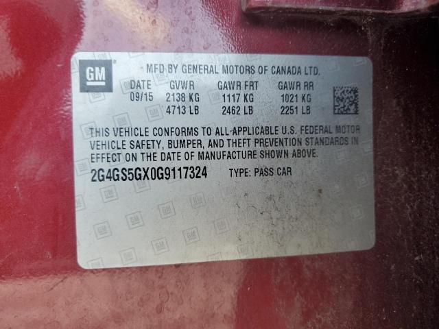 2G4GS5GX0G9117324 - 2016 BUICK REGAL PREMIUM 勃艮第红 照片 12