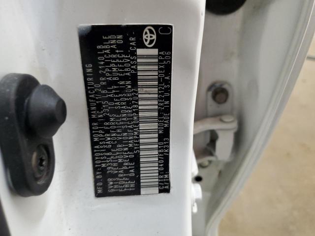 5YFEPMAE0MP187027 - 2021 TOYOTA COROLLA LE WHITE photo 13