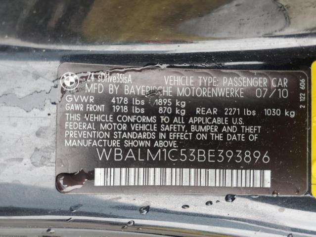 WBALM1C53BE393896 - 2011 BMW Z4 SDRIVE35IS BLACK photo 12