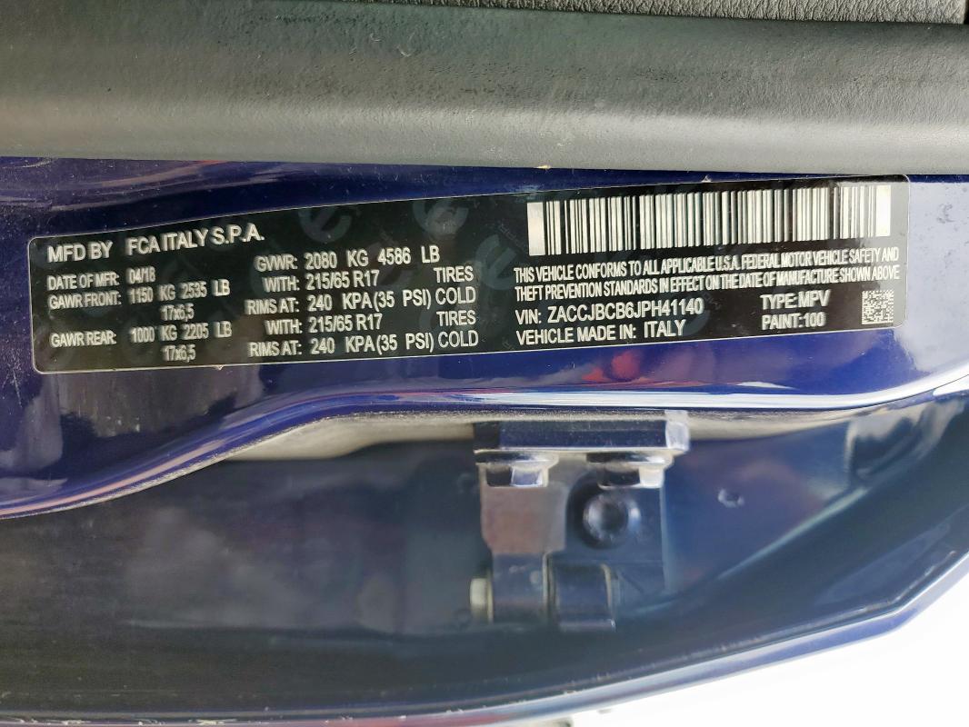 ZACCJBCB6JPH41140 - 2018 JEEP RENEGADE TRAILHAWK Көк фото 12