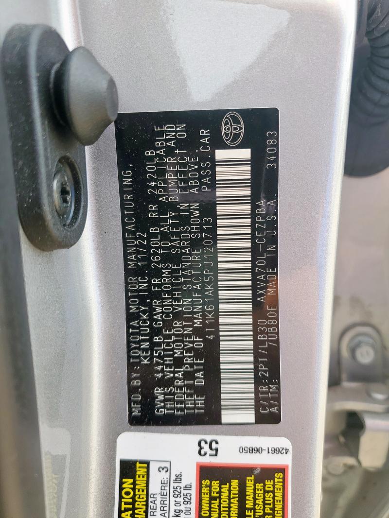 4T1K61AK5PU120713 - 2023 TOYOTA CAMRY XSE 银色 照片 13