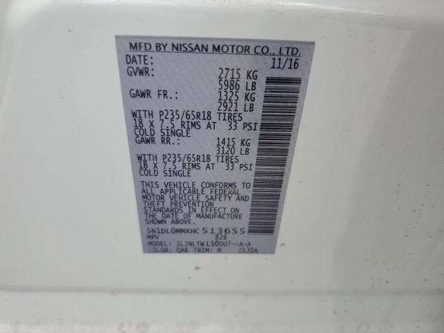 5N1DL0MMXHC513655 - 2017 INFINITI QX60 WHITE photo 14