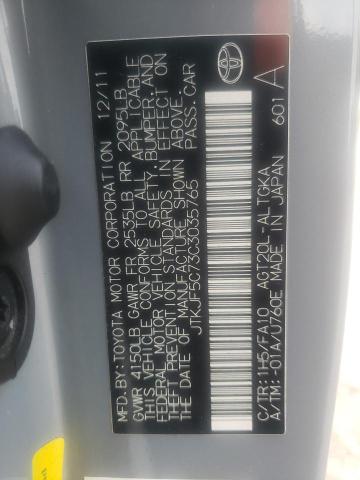 JTKJF5C73C3035765 - 2012 TOYOTA SCION TC 灰色 照片 12