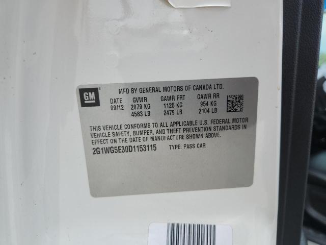 2G1WG5E30D1153115 - 2013 CHEVROLET IMPALA LT WHITE photo 13