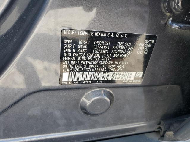 3CZRU5H37LM714159 - 2020 HONDA HR-V LX GRAY photo 12