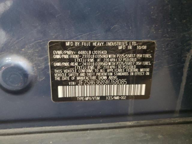 JF2SH63689H768085 - 2009 SUBARU FORESTER 2.5X PREMIUM Կապույտ լուսանկար 13