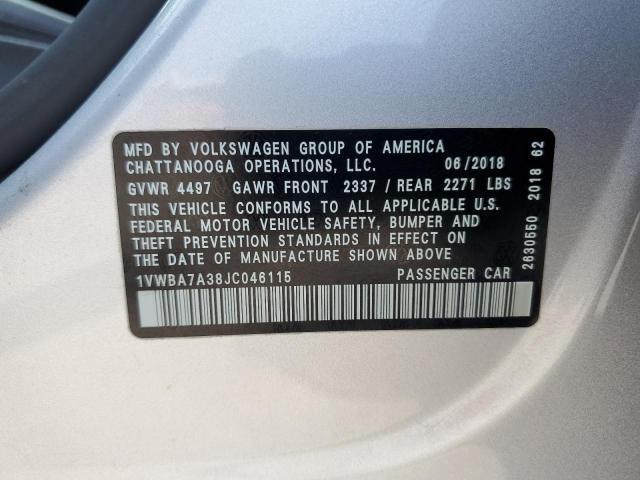 1VWBA7A38JC046115 - 2018 VOLKSWAGEN PASSAT SE Gümüş foto 12