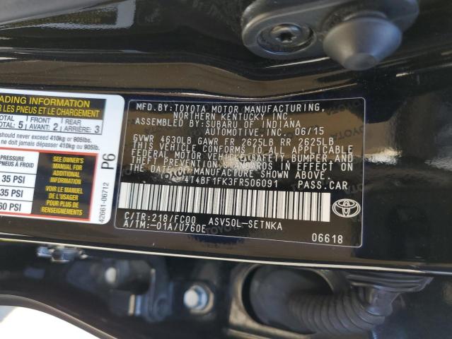 4T4BF1FK3FR506091 - 2015 TOYOTA CAMRY LE BLACK photo 12