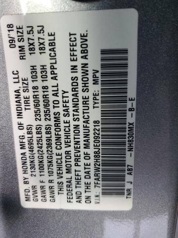 7FARW2H88JE092218 - 2018 HONDA CR-V EXL SILVER photo 13