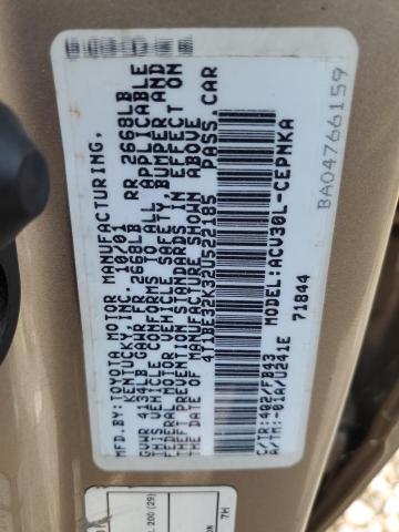 4T1BE32K32U522185 - 2002 TOYOTA CAMRY LE GOLD photo 12